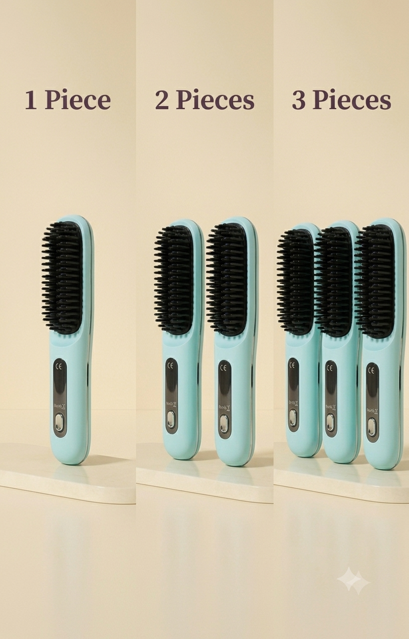 2-in-1 Wireless Hair Straightening Brush & Hair Curler | USB Rechargeable Fast Heating Hot Comb