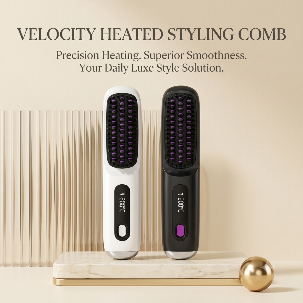 2-in-1 Wireless Hair Straightening Brush & Hair Curler | USB Rechargeable Fast Heating Hot Comb