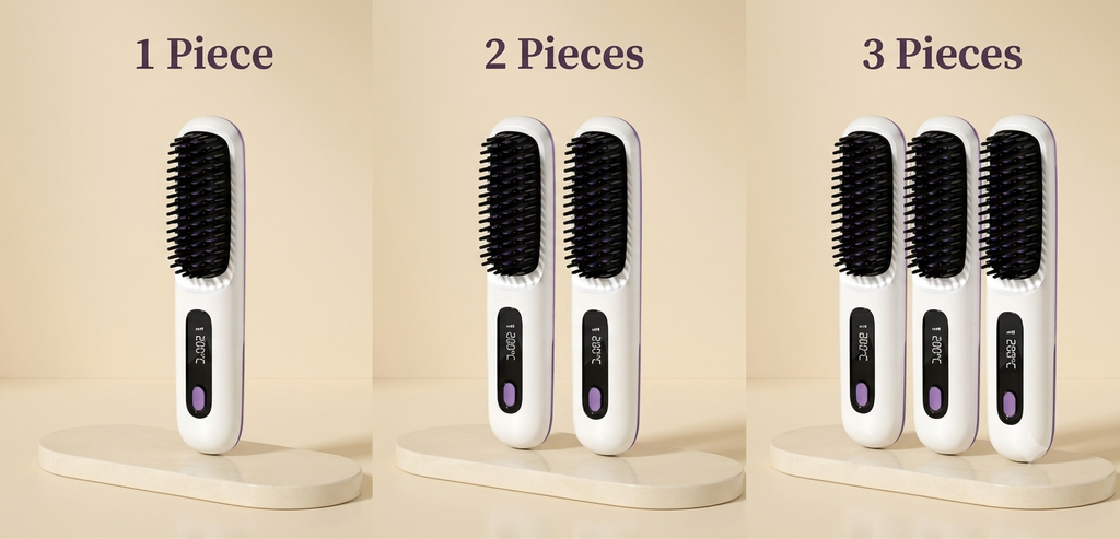 2-in-1 Wireless Hair Straightening Brush & Hair Curler | USB Rechargeable Fast Heating Hot Comb