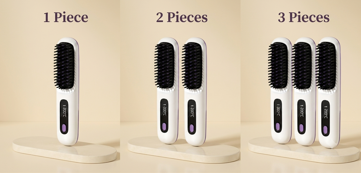 2-in-1 Wireless Hair Straightening Brush & Hair Curler | USB Rechargeable Fast Heating Hot Comb