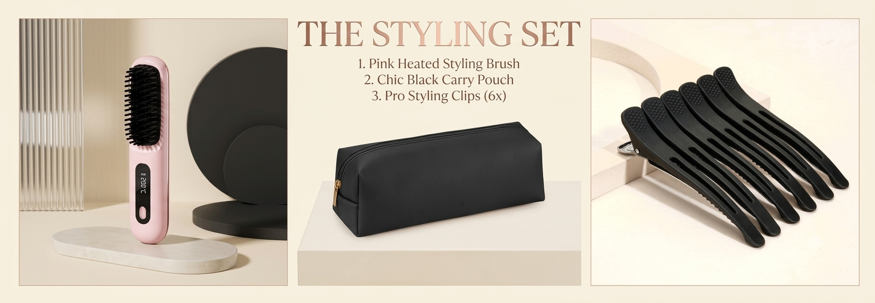 2-in-1 Wireless Hair Straightening Brush & Hair Curler | USB Rechargeable Fast Heating Hot Comb