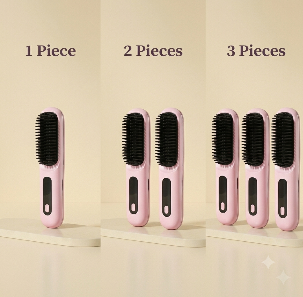 2-in-1 Wireless Hair Straightening Brush & Hair Curler | USB Rechargeable Fast Heating Hot Comb