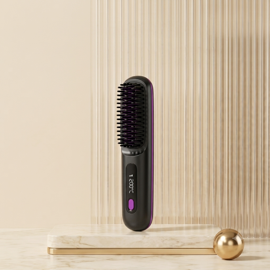 2-in-1 Wireless Hair Straightening Brush & Hair Curler | USB Rechargeable Fast Heating Hot Comb