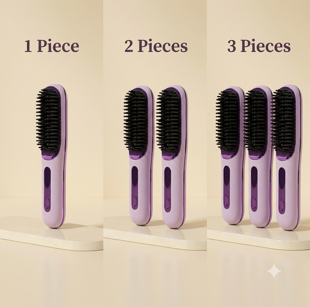 2-in-1 Wireless Hair Straightening Brush & Hair Curler | USB Rechargeable Fast Heating Hot Comb