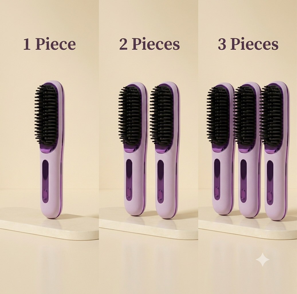 2-in-1 Wireless Hair Straightening Brush & Hair Curler | USB Rechargeable Fast Heating Hot Comb