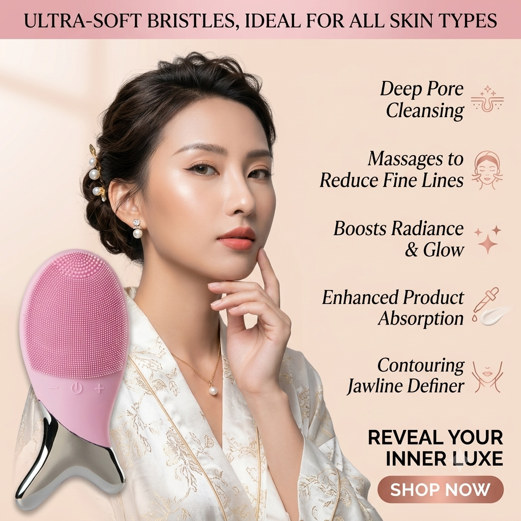 Electric Silicone Facial Cleansing Brush | Face Cleanser, Deep Pore Cleaner, Waterproof Face Scrubber & Vibration Facial Massager