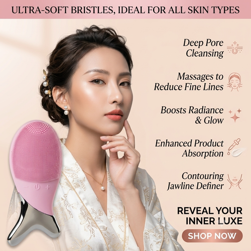 Electric Silicone Facial Cleansing Brush | Face Cleanser, Deep Pore Cleaner, Waterproof Face Scrubber & Vibration Facial Massager